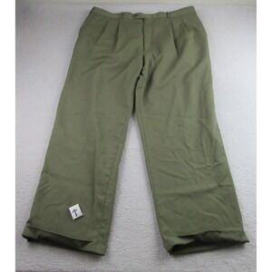 Yves Saint Laurent Pants‎ Mens 38x30 Olive Green Pleated Cuffed Dress Trousers